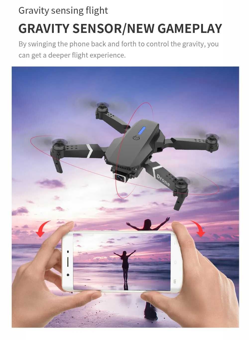 Drona E99 PRO 4K, 2 camere, wifi, 2 camera 4K HD, quad elicopter - NOU