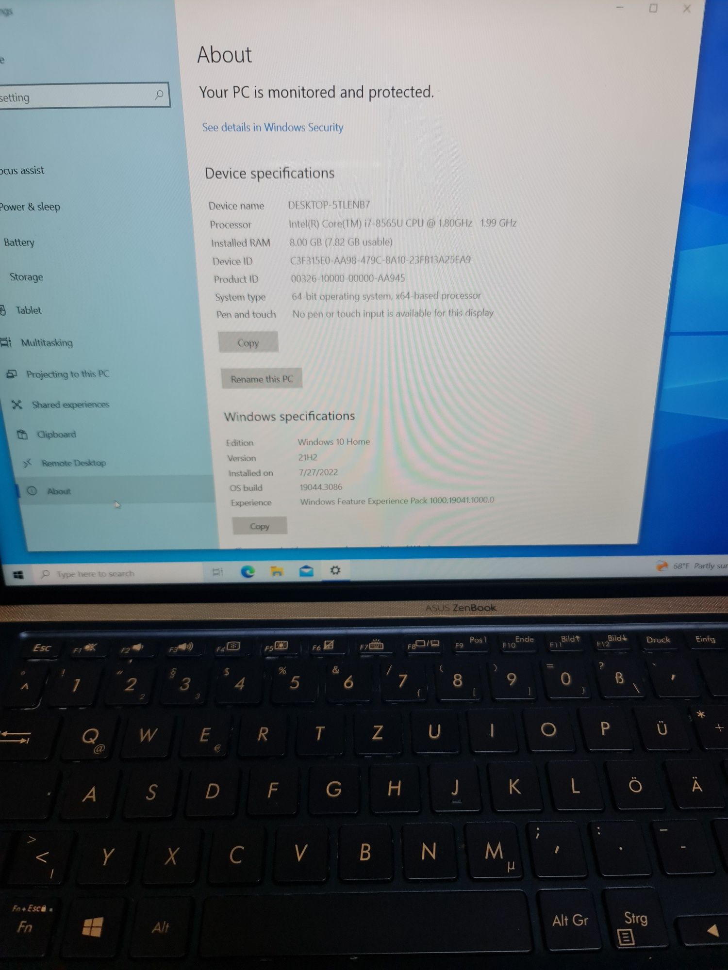 Asus zen book ux533f  proc i7 gen 8