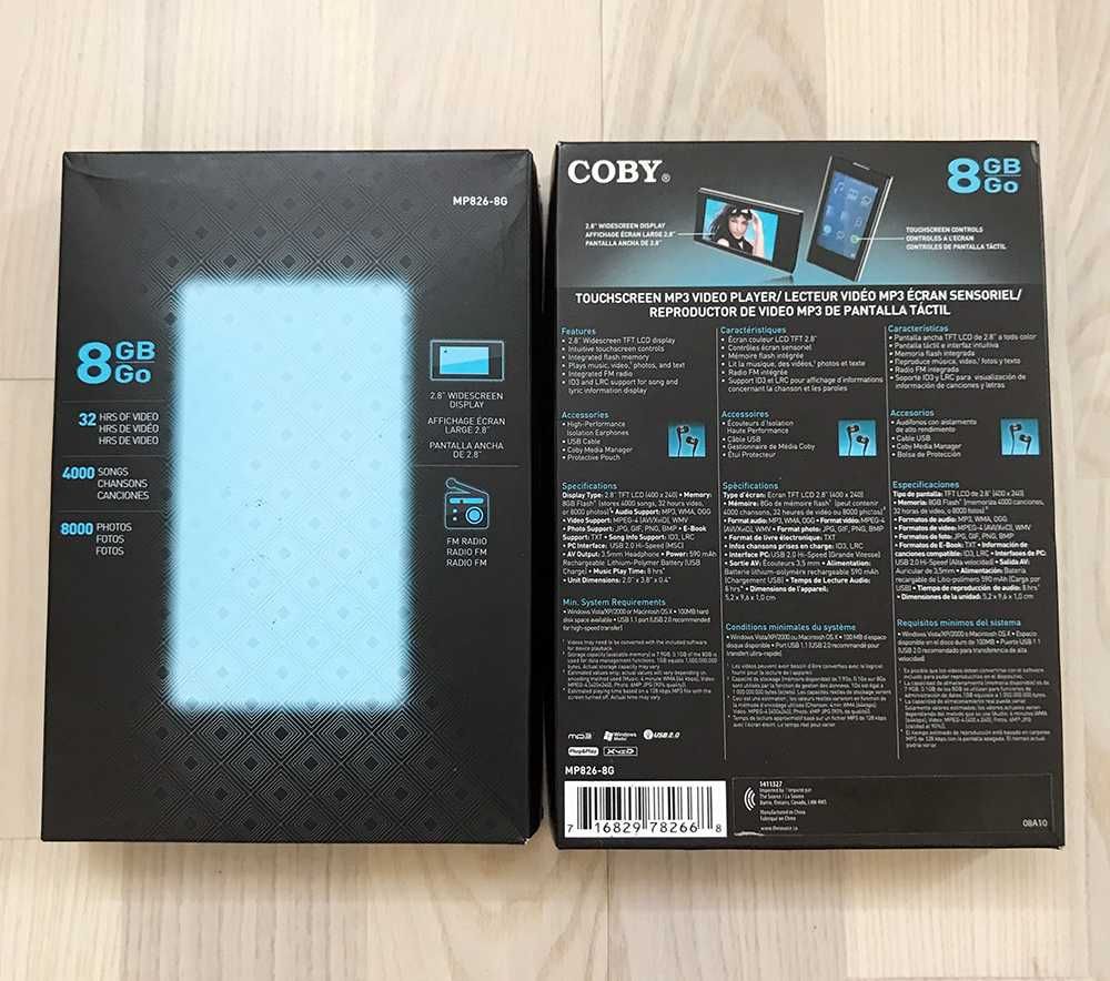 COBY MP-826-8G видео, mp3 плеър с FM радио, 8 GB