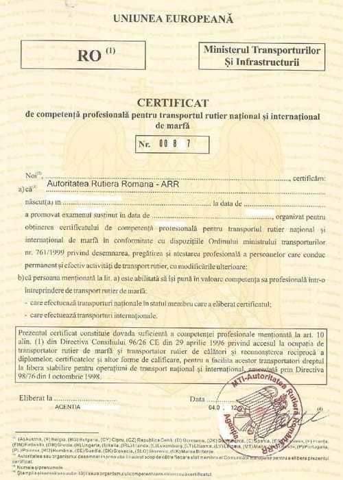 Servicii Manager Transport si consultanta/Atestat manager trans marfa