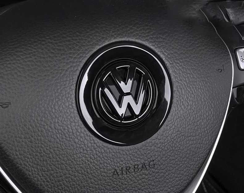 Set Emblema Sticker Volan + Inel Exterior logo VW Volkwagen, Negru Luc