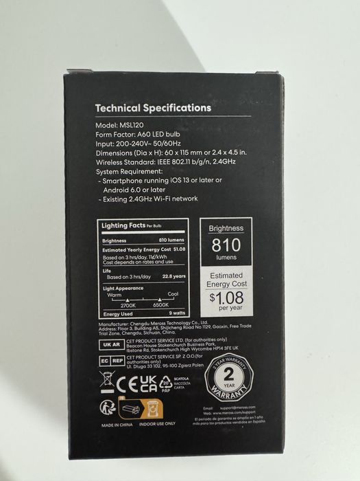 Bec LED Smart Meross, color, E27, Wi-Fi, Apple HomeKit. NOU