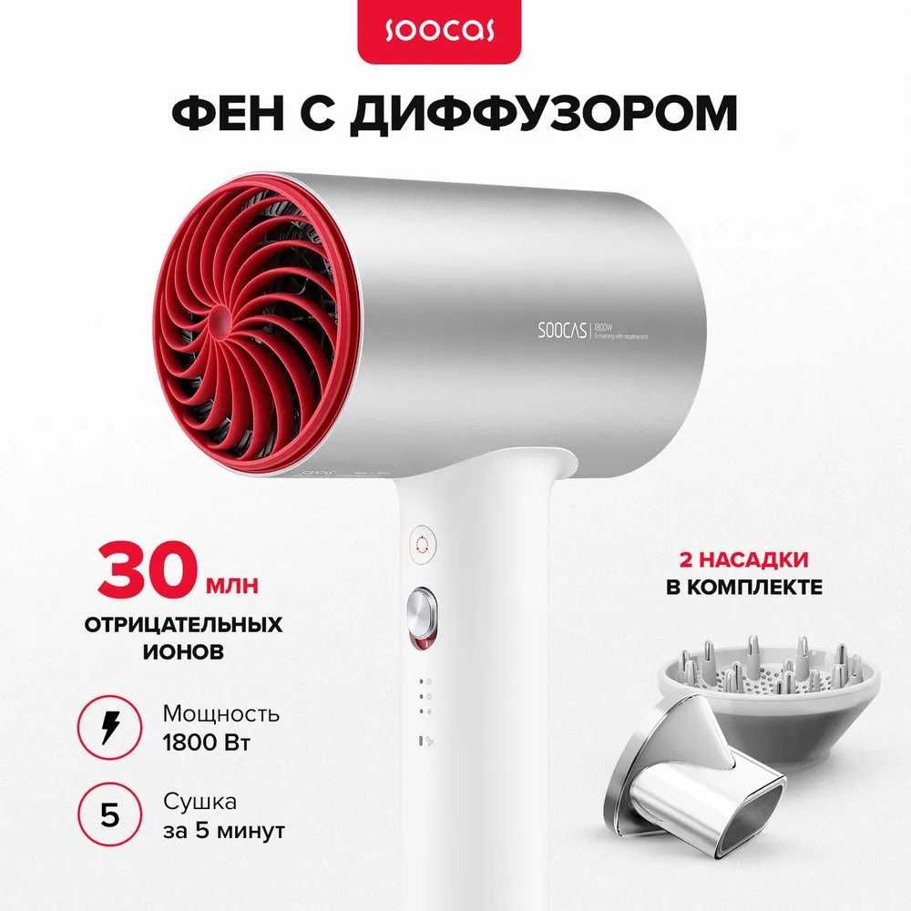 Фен для волос Xiaomi Soocas Soocare Anions Hair Dryer H5-T, серый