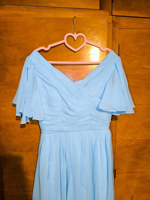 Официална светлосиня рокля, дълга с корсет