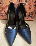 Pantofi Stiletto Zara bleumarin metalic purtati o data fara defect 36