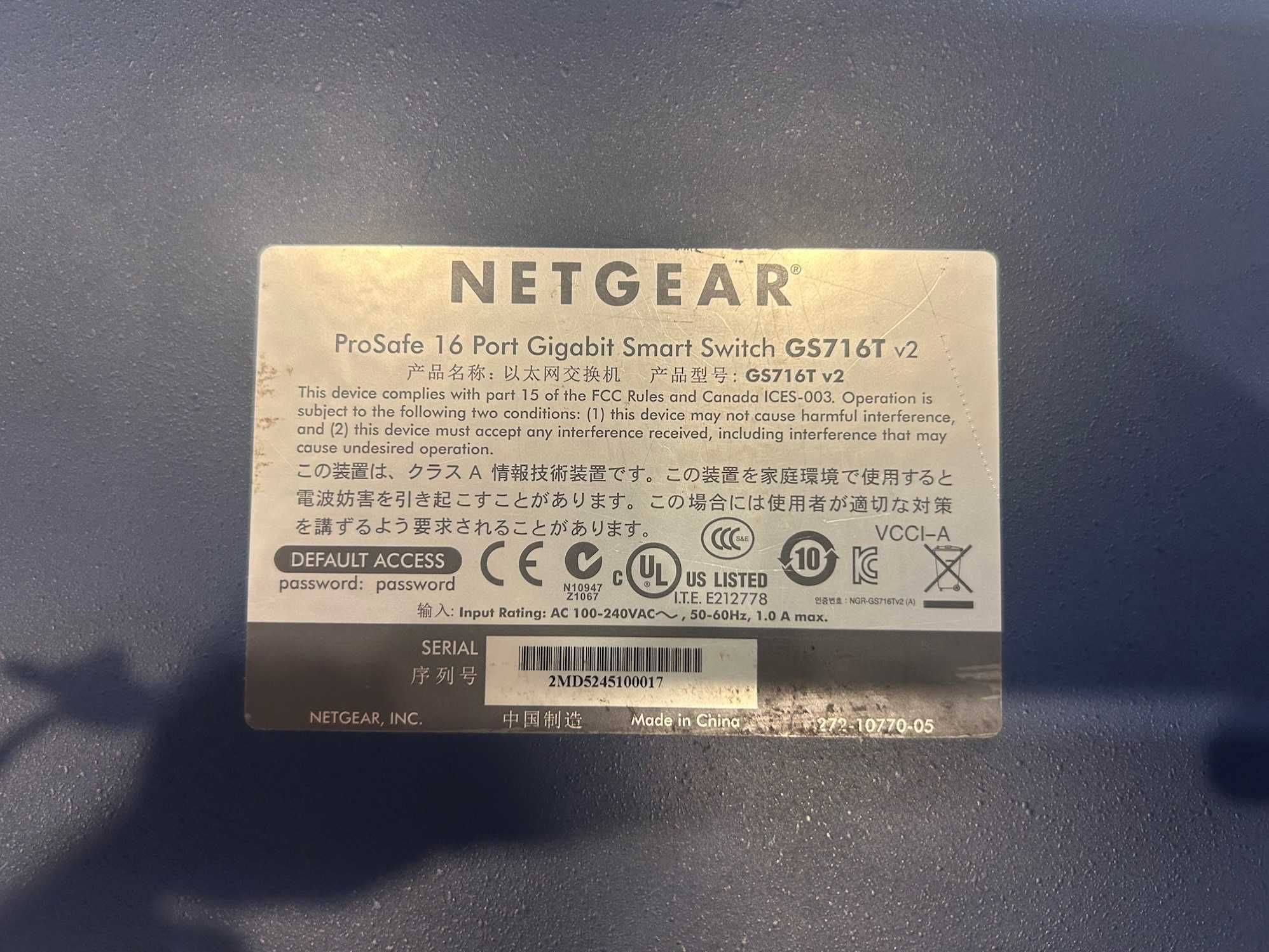 Суич / Switch NETGEAR GS716T v2 Gigabit Ethernet (10/100/1000)