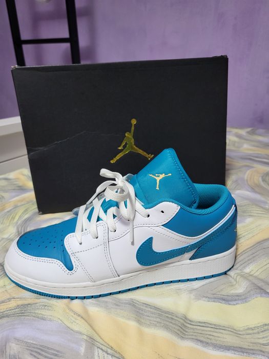 Air Jordan 1 low  white celestial gold aquatone 100% originali