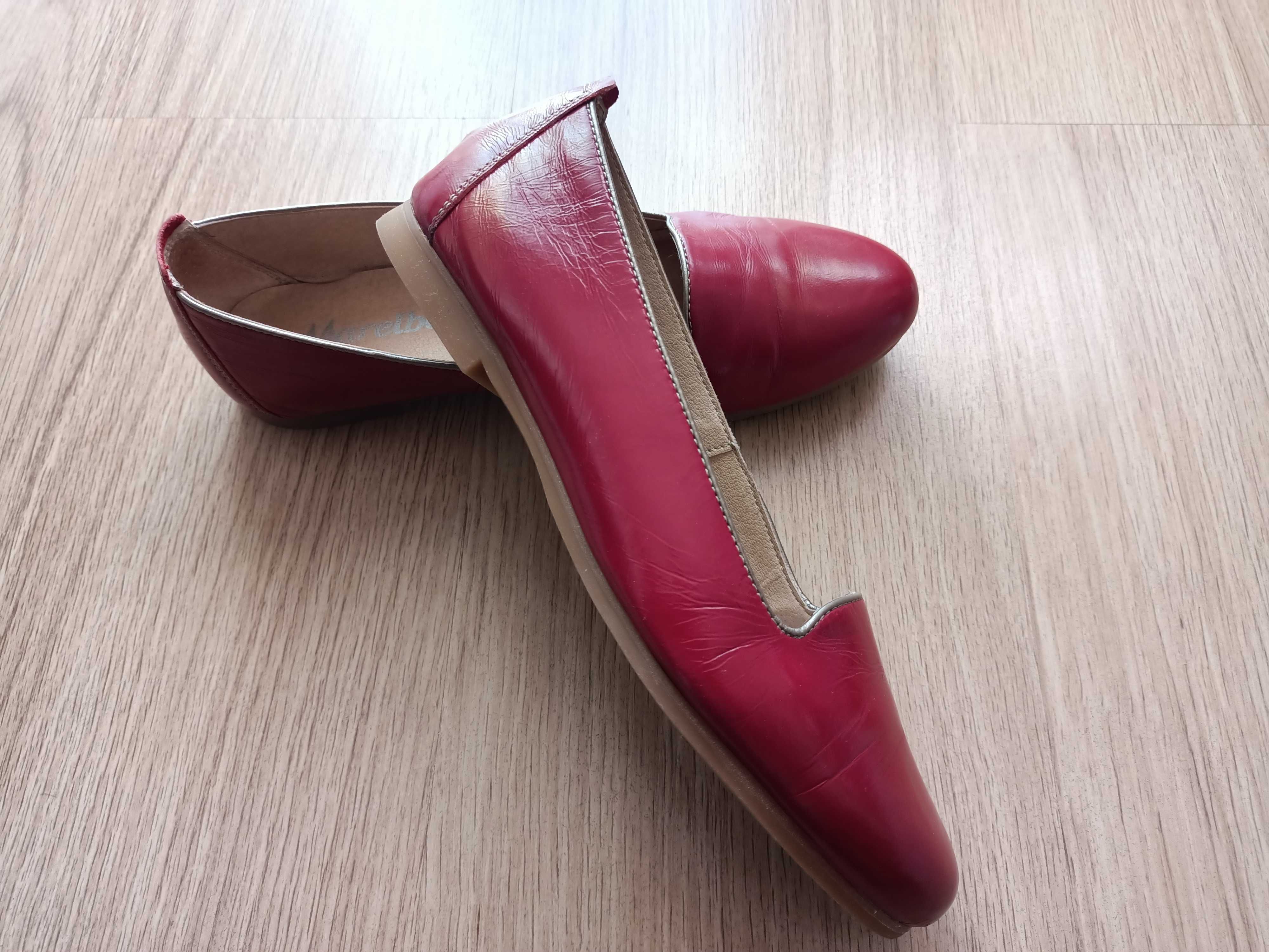 Pantofi dama din piele lacuita, Marelbo, bordo, 38