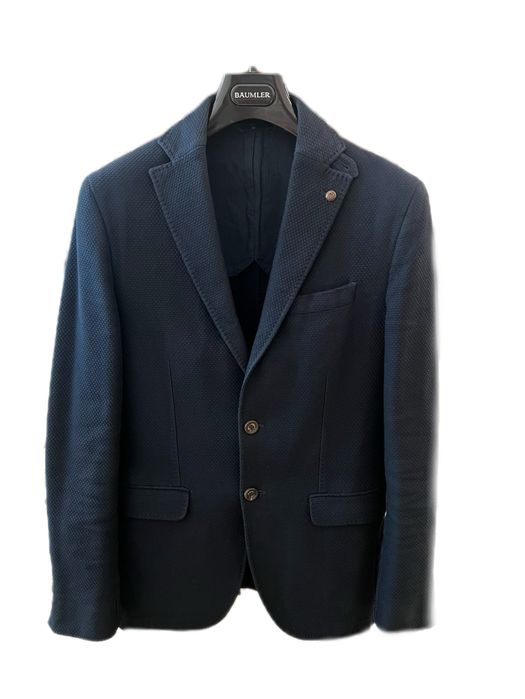 Стильный фактурный мужской casual пиджак Massimo Dutti темно синий