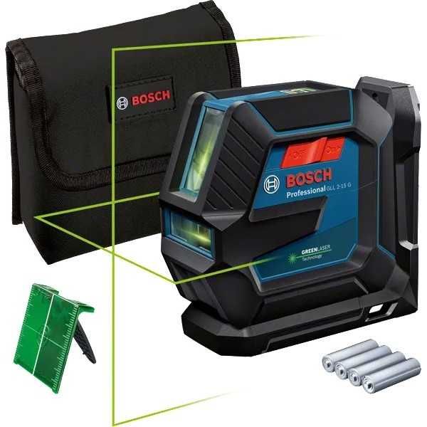 Линеен лазерен нивелир BOSCH GLL 2-15 G Pro, зелен лъч