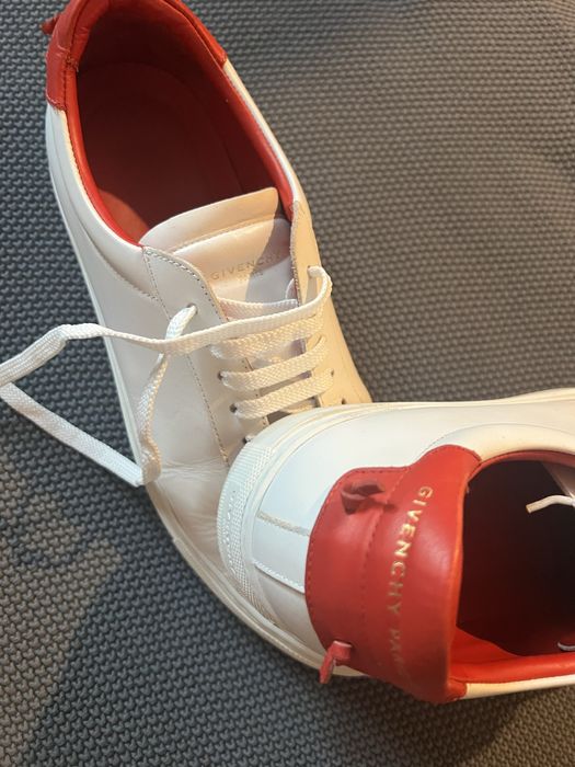 #adidasi Givenchy Urban Street#sneakers alb/rosu , piele naturala