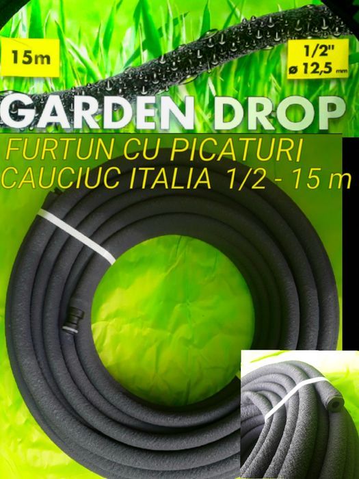 FURTUN CU PICĂTURI Cauciuc Premium (ITALIA) pentru Gradina 1/2 - 15 m