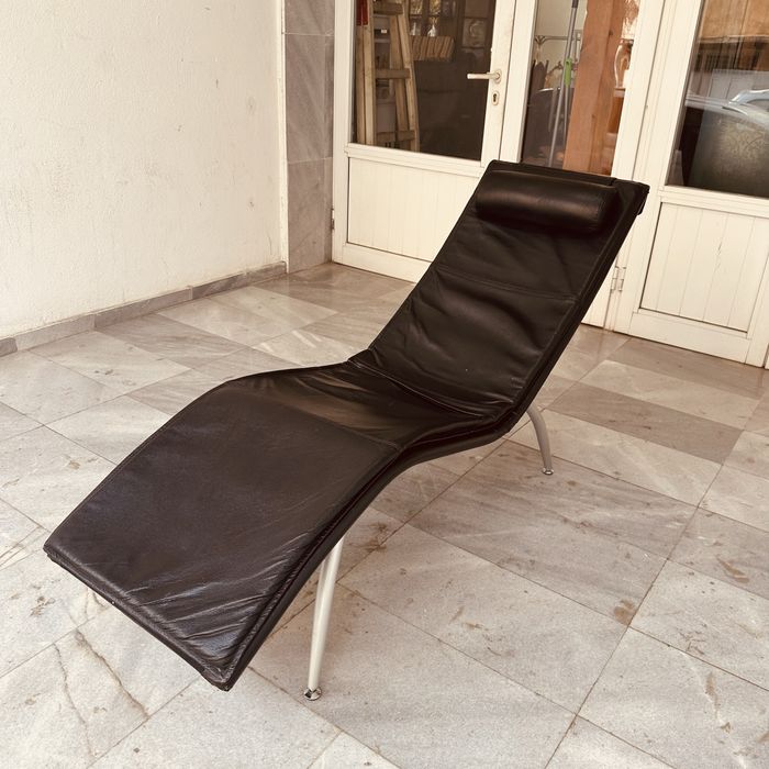 Датски релакс шезлонг от 90-те,естествена кожа,Дания