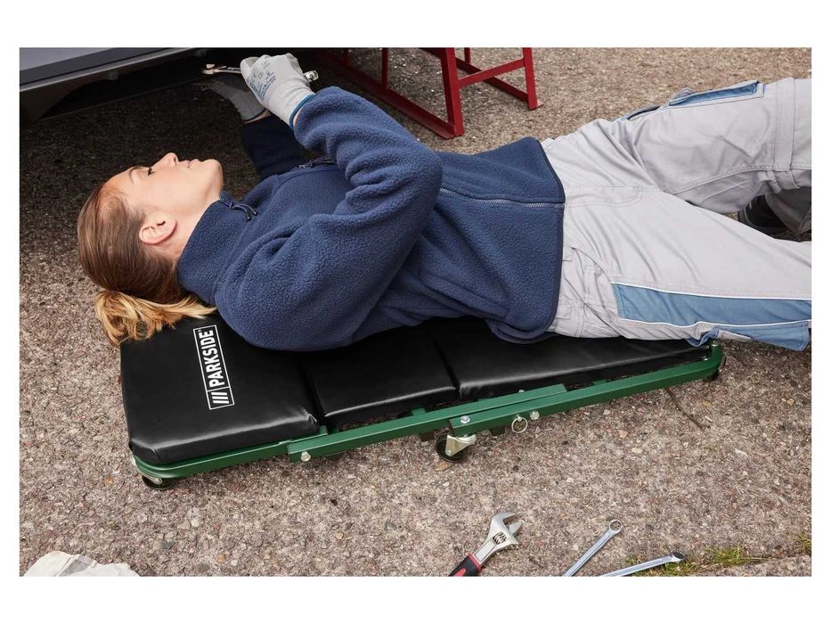 Placa  pat 2 in 1  pentru atelier auto cadru otel scaun mecanic 6 roti