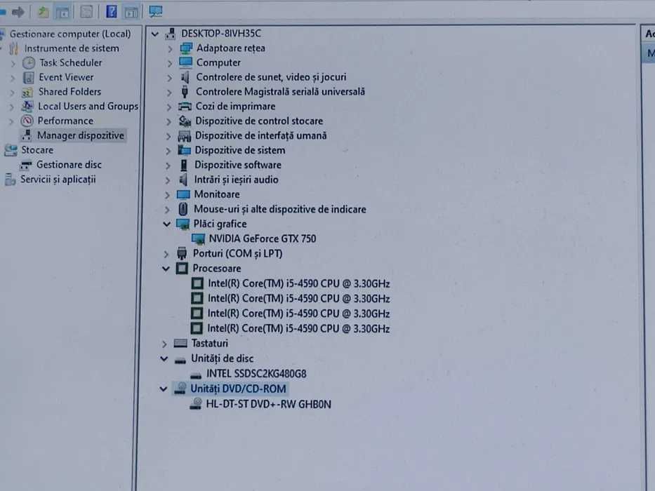 Calculator, pc , Dell Optiplex 9020, Intel i5-4590, ram 16 Gb, Gtx750