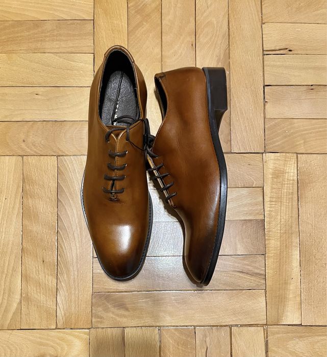 Pantofi Zara Man piele naturala cognac