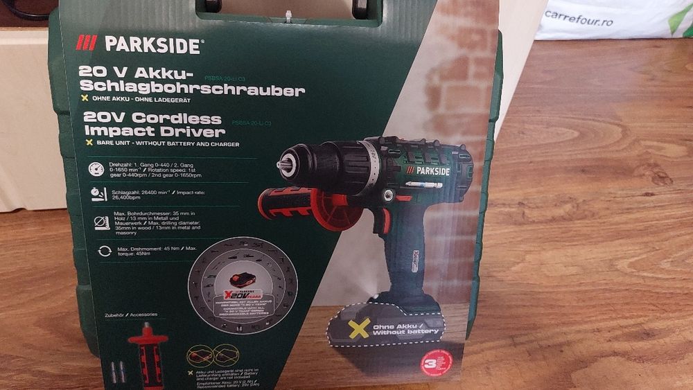 Masina bormasina de găurit și insurubat cu percutie Parkside PSBSA 20