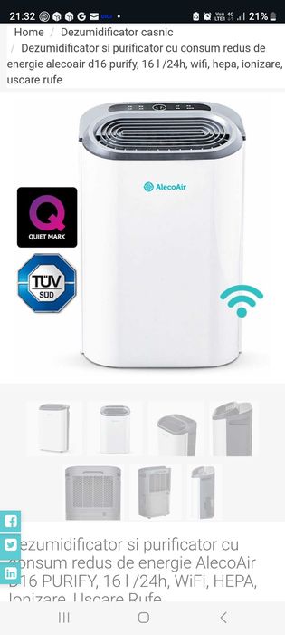 Dezumidificator si purificator aer Alecoair