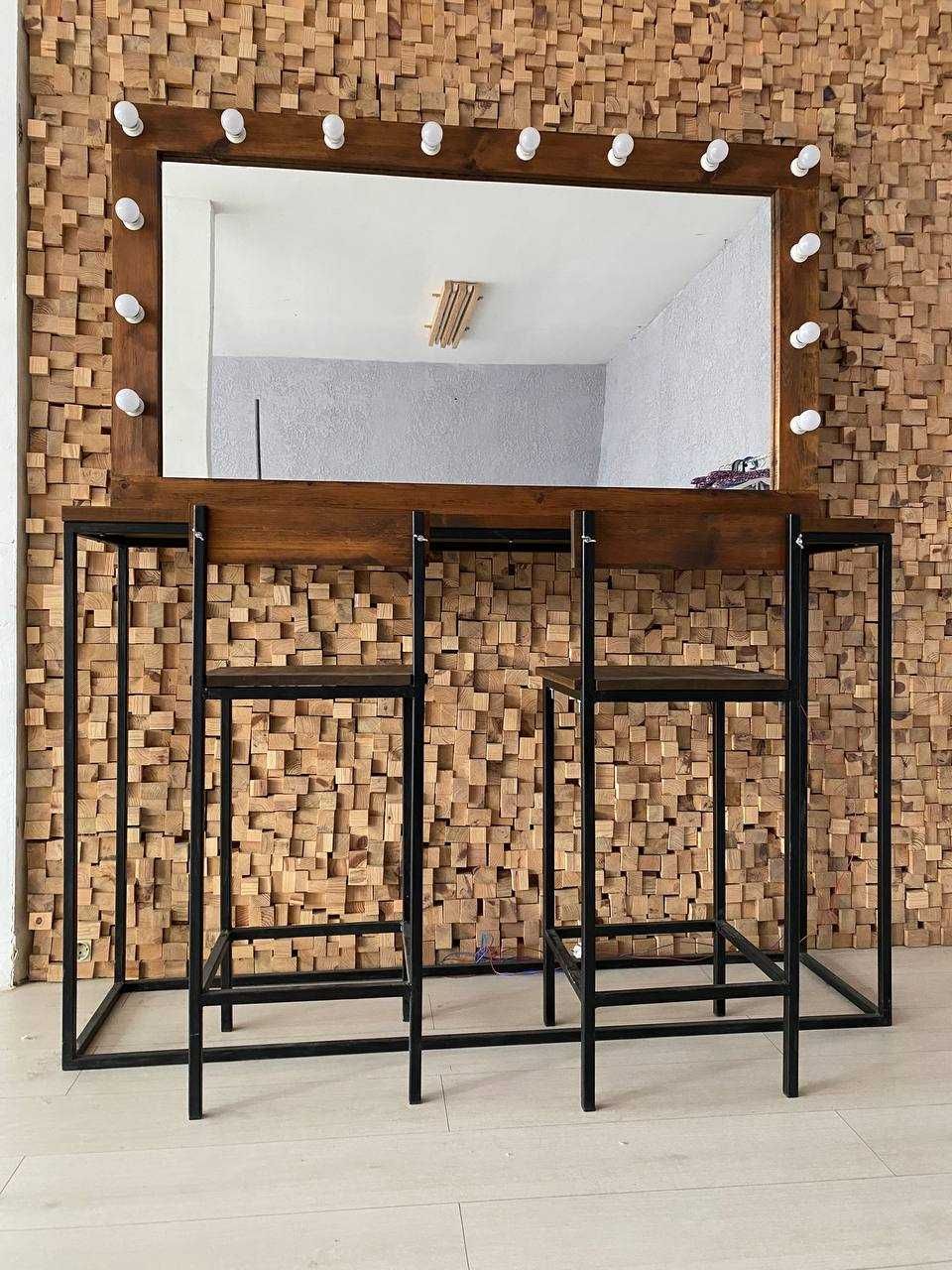 Комплект: LOFT маса за грим с осветление + 2 стола