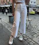 ZARA бели дънки с висока талия • широк крачол • размер XS