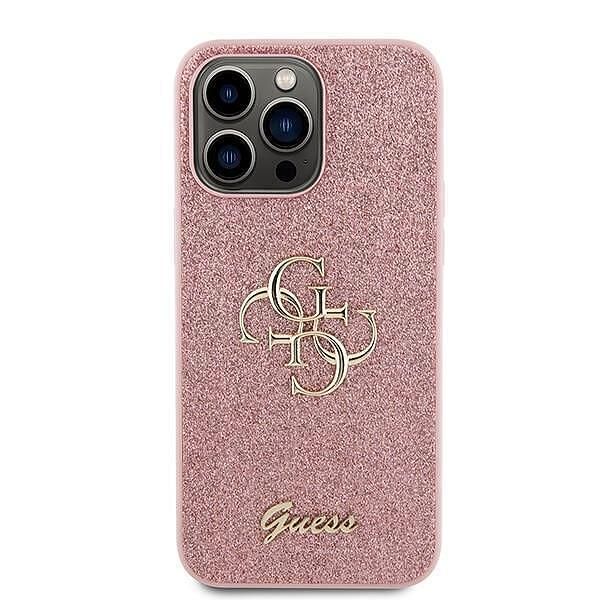 Кейс guess за iphone 15 pro 6.1" glitter script 4g pink