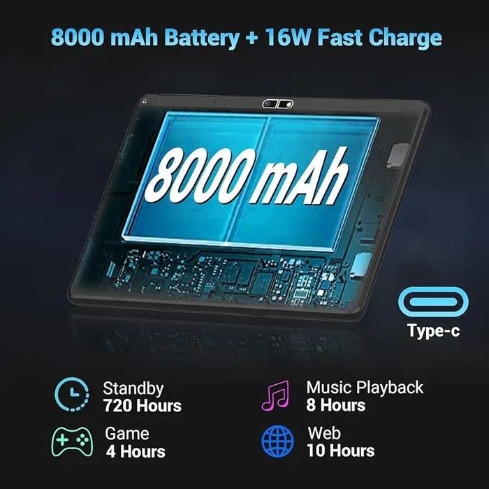 Нов таблет FASTWD 10-инчов Android 14, 36GB RAM + 128GB ROM, 5G WiFi..