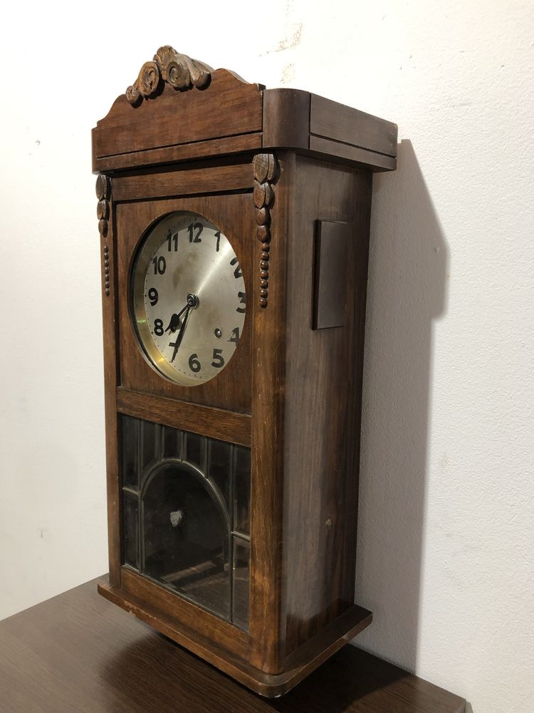 Pendulă Vintage din Lemn; Ceas Vechi Perete; Obiect Decor