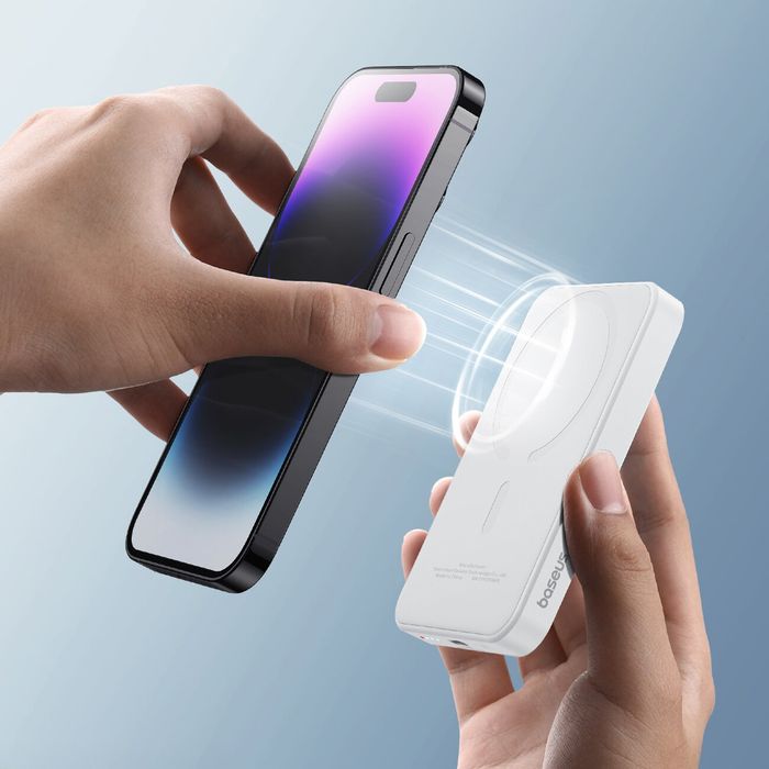 BASEUS Power Bank 5000 mAh 20W, Mini Magnetic /бял