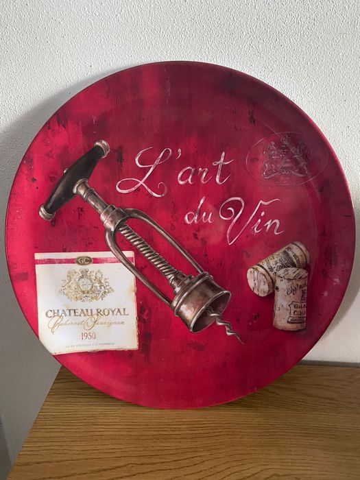 Tava/Farfurie melamina 30cm, rosu, tematica 'L'Art du Vin', nou