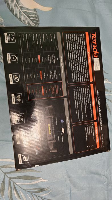 Router Wireless Gigabit Tenda AC21 AC2100, Dual-Band 300 + 1733 Mbps,