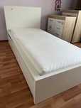 Pat IKEA cu 2 cutii depozitare si saltea aproape noua, alb 90x200 cm