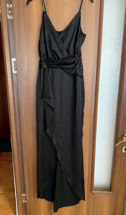 Rochie pentru nunta sau banchet neagra satinata