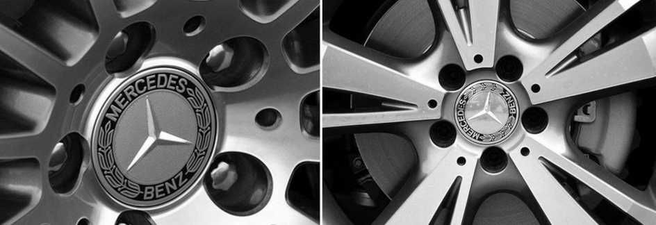 Set 4 Capace Mercedes negru/crom pentru jante originale MERCEDES