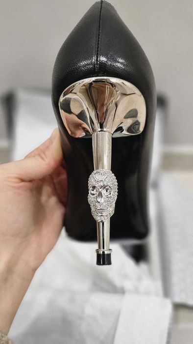 Черни кожени обувки на ток Philipp Plein