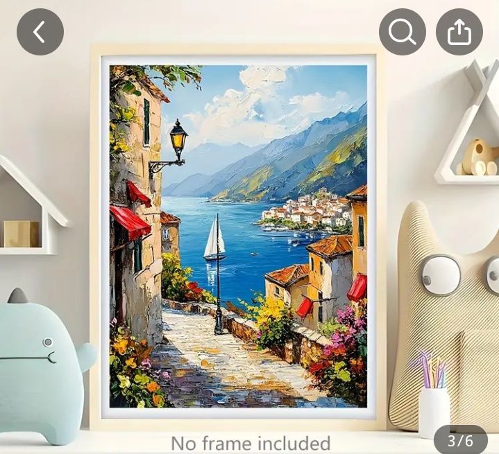 Мексиканска Градска Сцена - Рамкова Стенна Декорация с Цветна Архитект