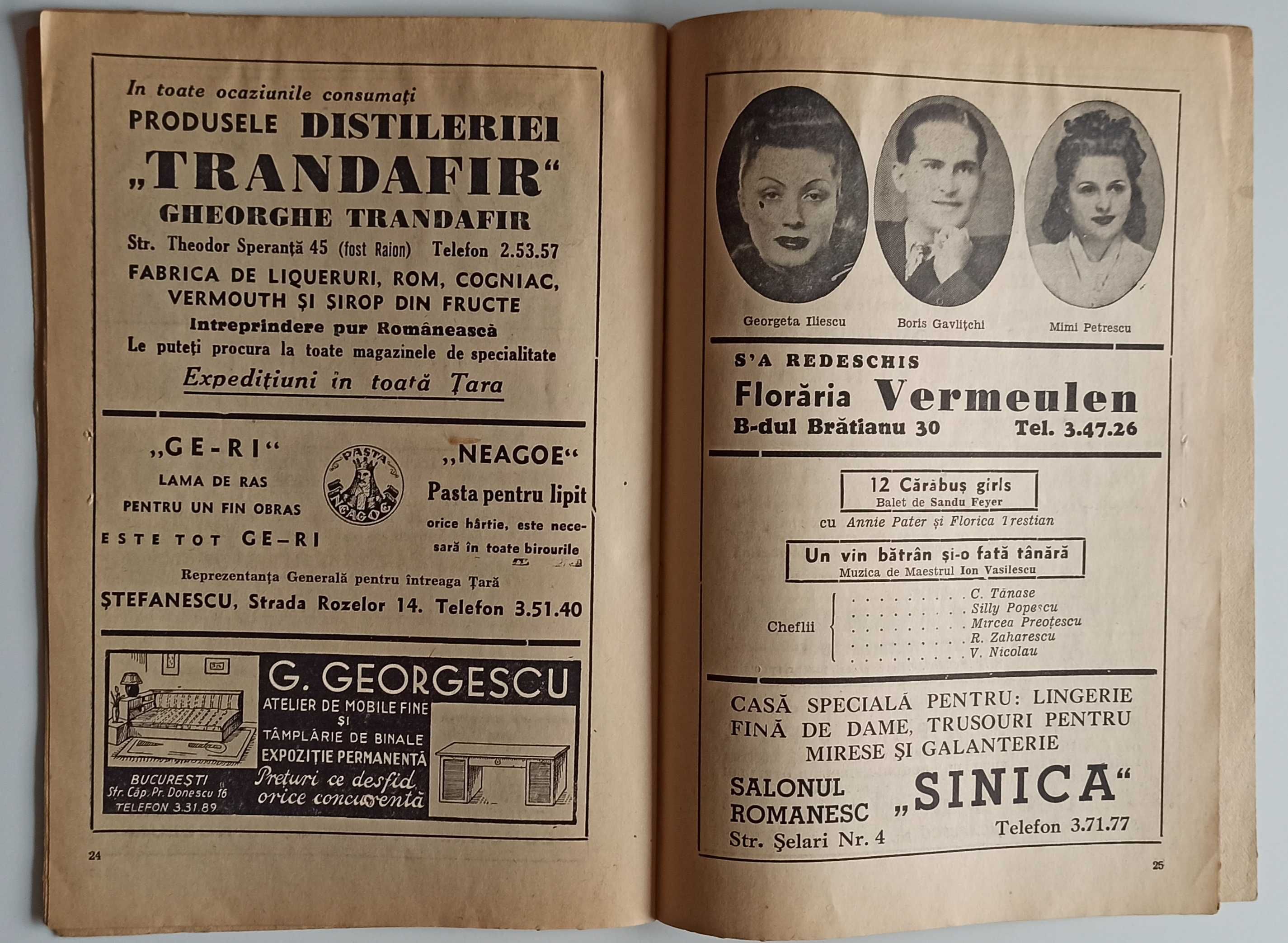 Revista program Teatrul Cărăbuș, Constantin Tănase anii 1930