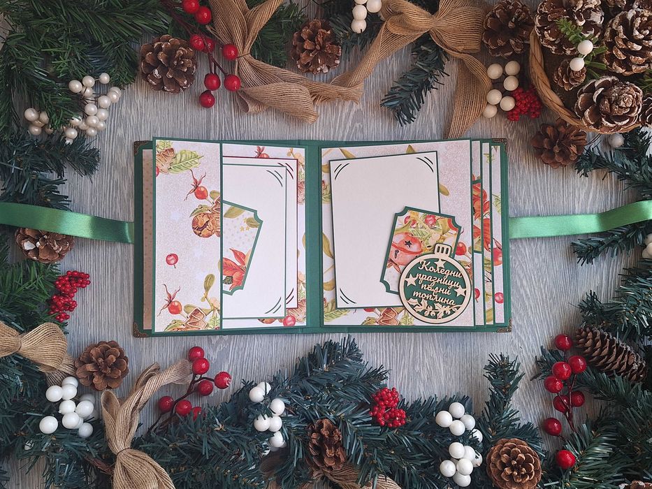 Коледен скрапбук албум "Коледен блясък" в зелено /48.20