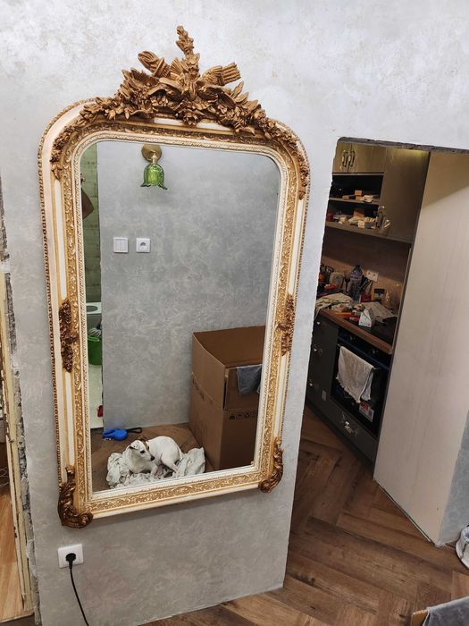 Голямо огледало "Луи XV" (бяло / златно)