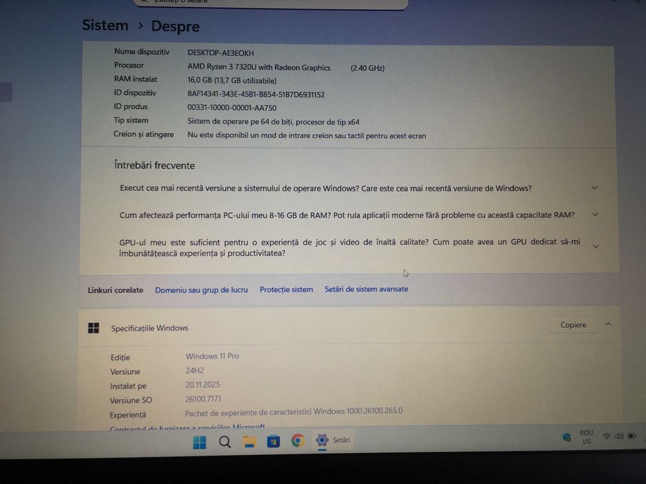 laptop lenevo ideapad 1 15" amd ryzen 3, 2.4 ghz, 16 gb ram ssd 512 gb