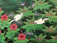 Картина Ръчно рисувана от остров- Бали Екзотични Птици