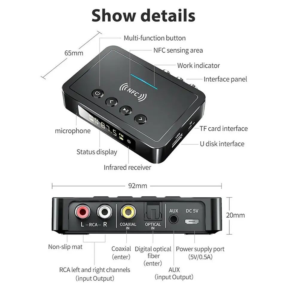 Receptor, transmitator Bluetooh M6 convertor audio optic auto usb aux