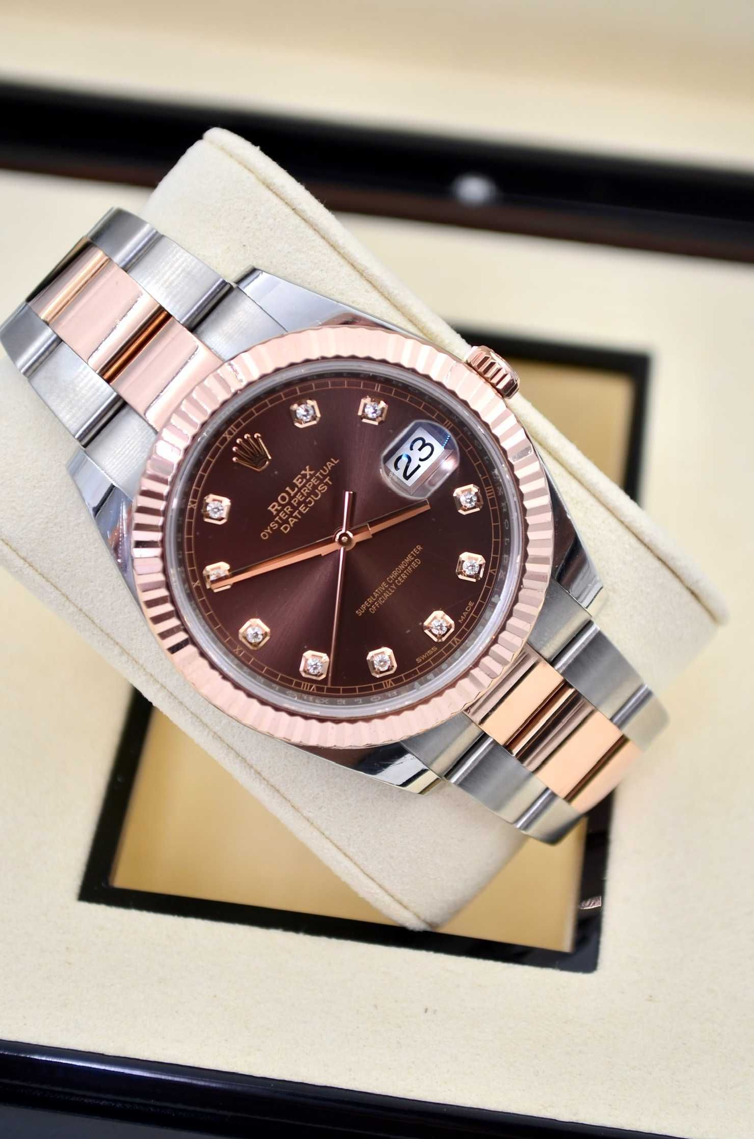 Ceas Rolex Datejust 41 Gold&Steel Chocolate Diamond Dial Ref 126331