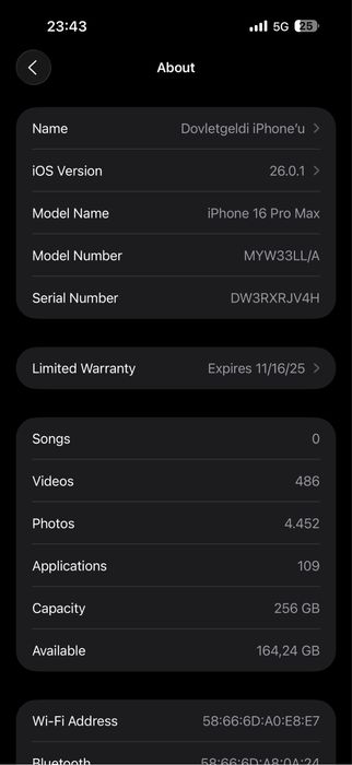 Iphone 16 pro max 256 gb