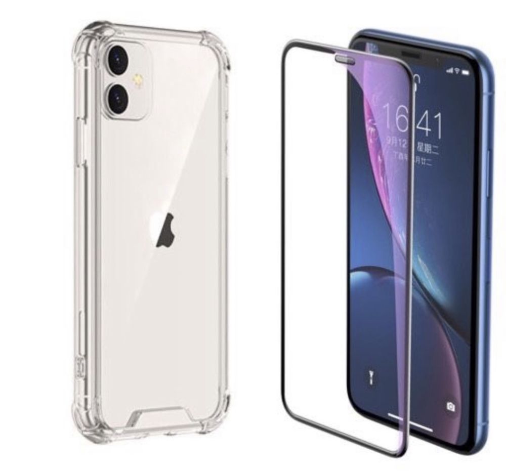 Iphone 11 PRO MAX Husa Silicon Premium Case + Folie Sticla Curbata 9D