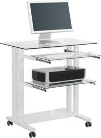 Подвижно бюро за компютър стъклено бяло , 80x83, 7x51см
