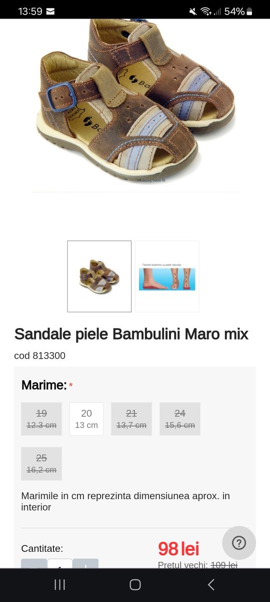 Sandale piele Bambuini 22