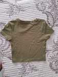 Tricou kaki, top scurt