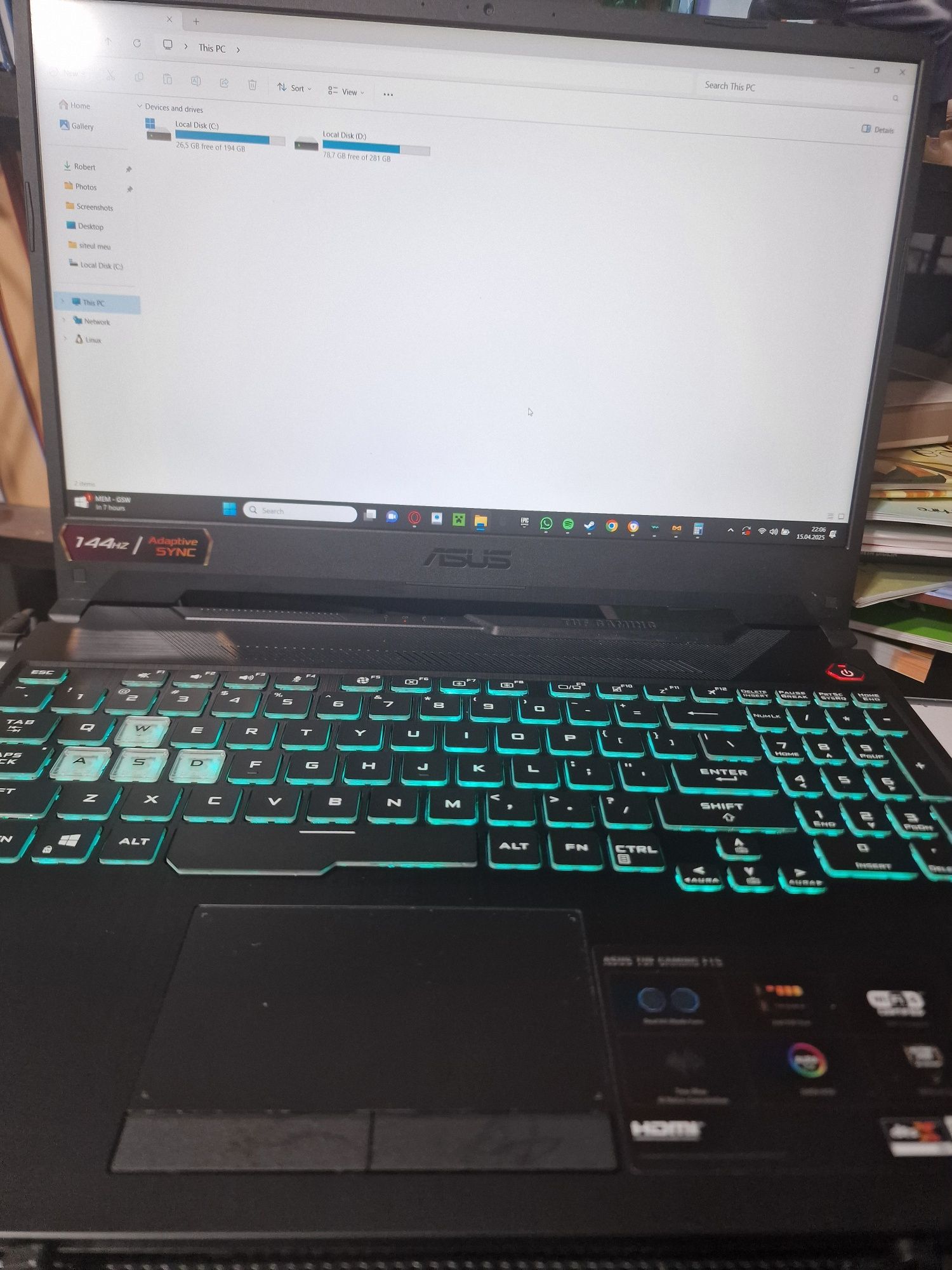 Laptop Asus gaming TUF F15