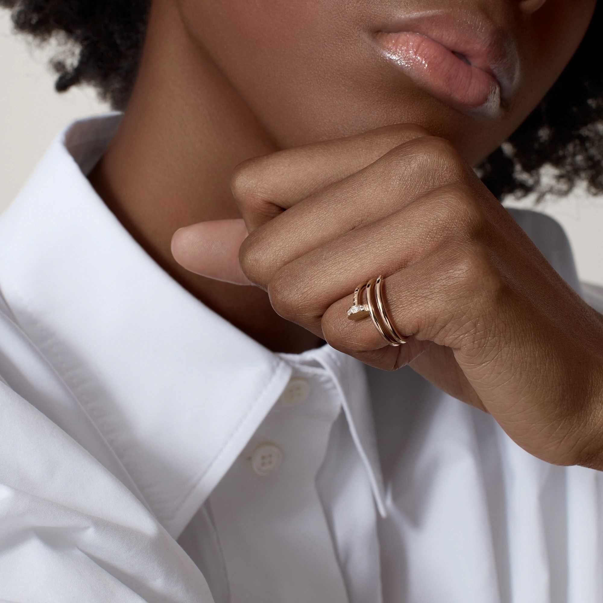 CARTIER Nail Juste un Clou Double Rose Gold Diamonds Пръстен Пирон