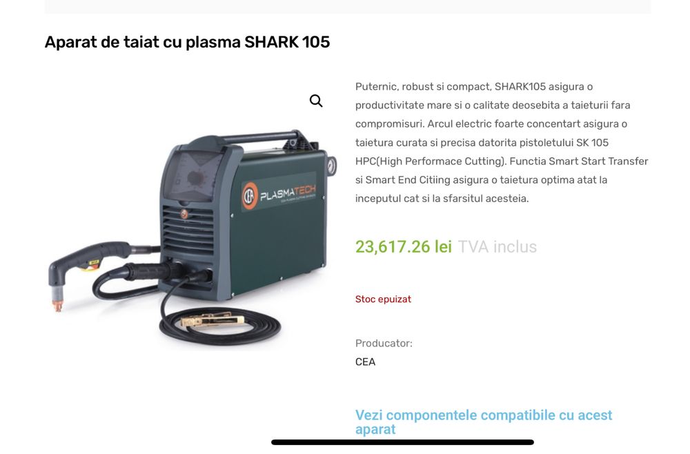 Aparat de taiat debitat cu plasma SHARK 105A 380v